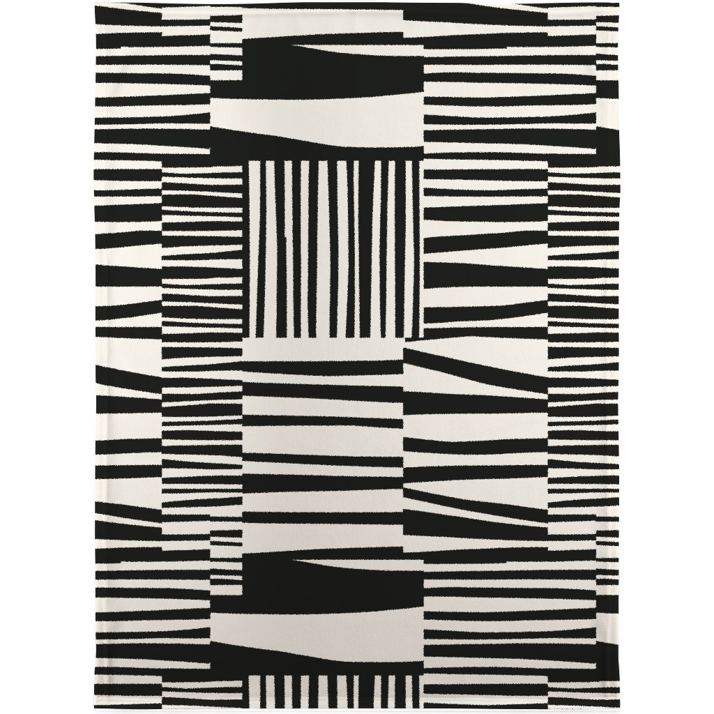 Twiggy Stripes Blanket, Fleece, 30x40, Black