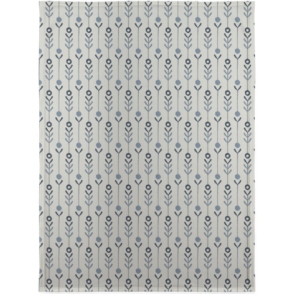 Farmhouse Flowers - Line Art Blanket, Fleece, 30x40, Blue, True Blue