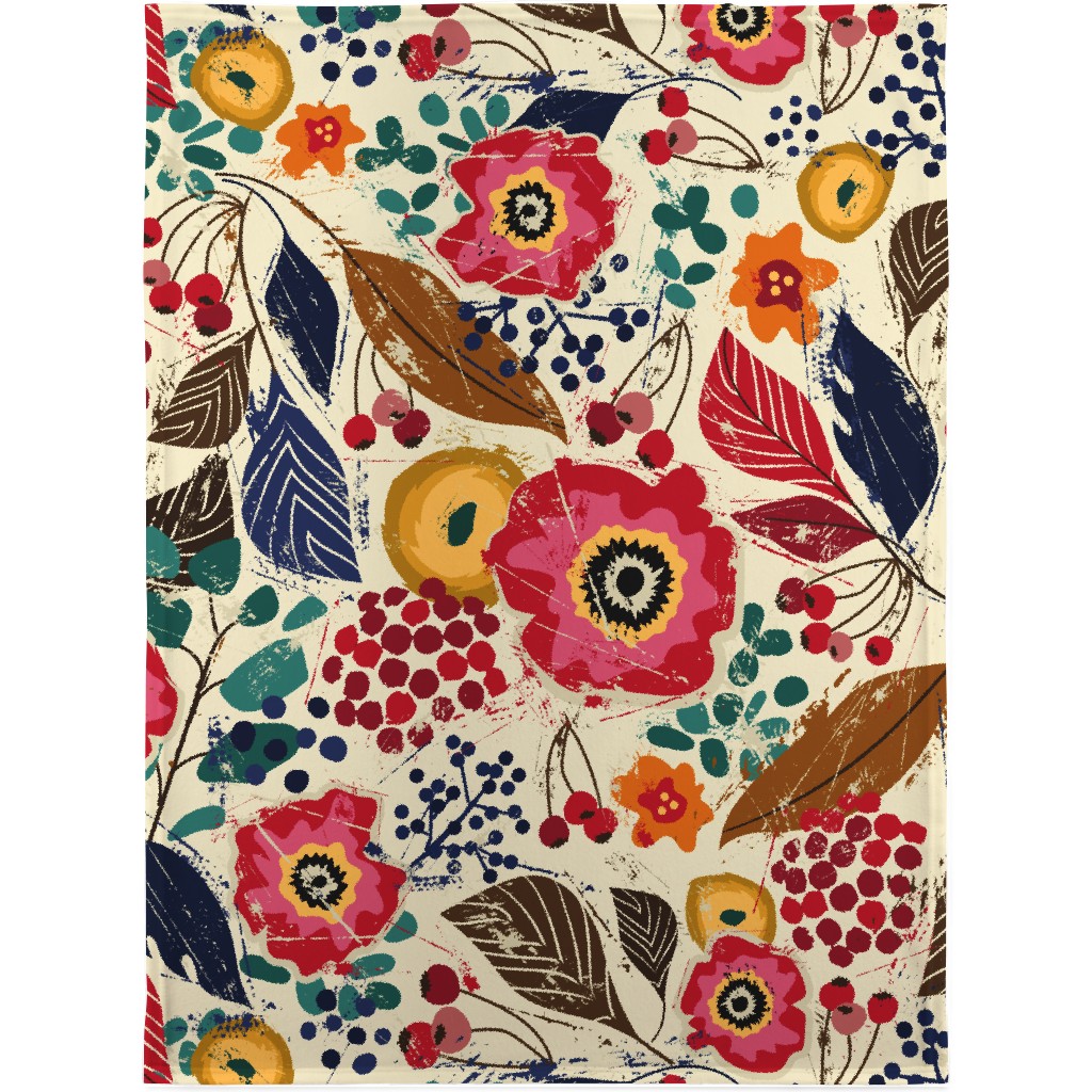 Botanical Woodcut - Multi Blanket, Fleece, 30x40, Multicolor
