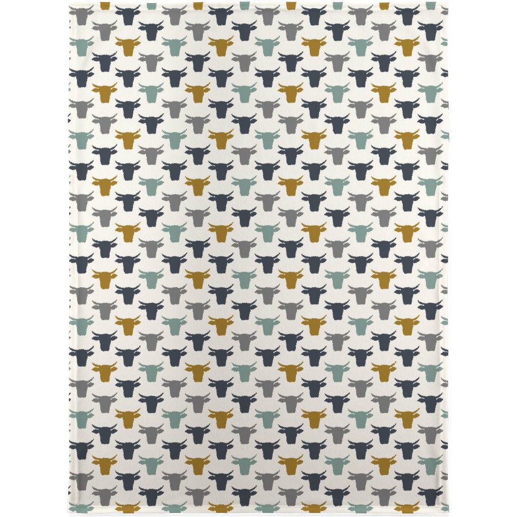 Cows Blanket, Fleece, 30x40, Multicolor, Mustard