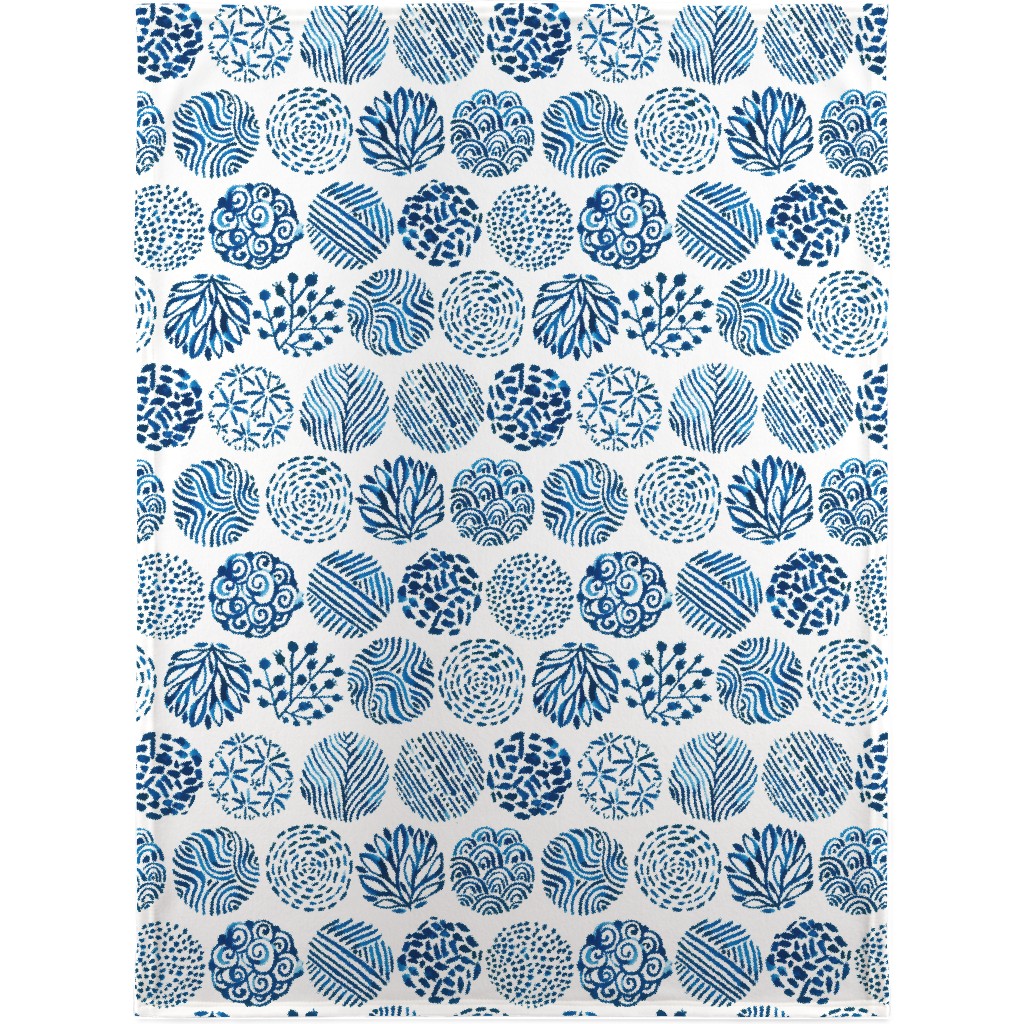Watercolor Circles of Nature - Blue Blanket, Fleece, 30x40, Blue, True Blue