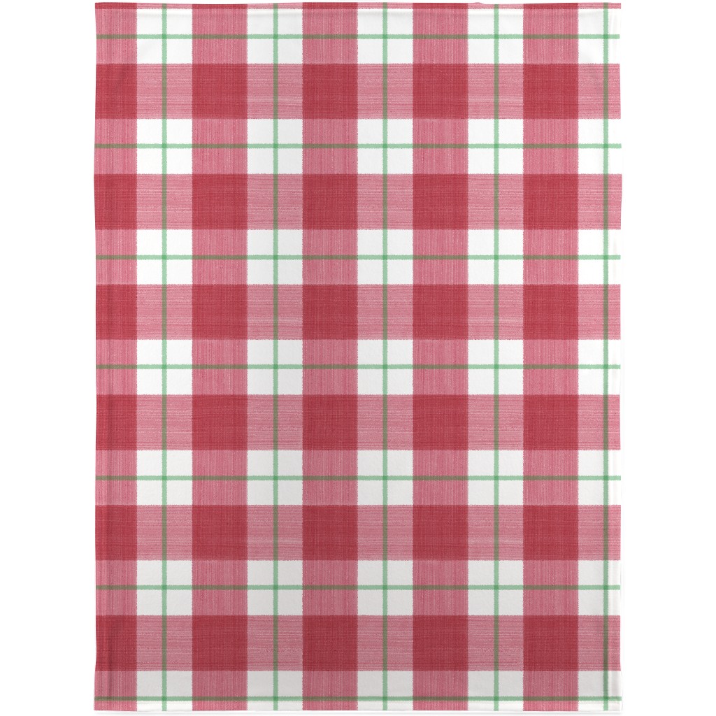 Double Plaid Blanket, Fleece, 30x40, Red