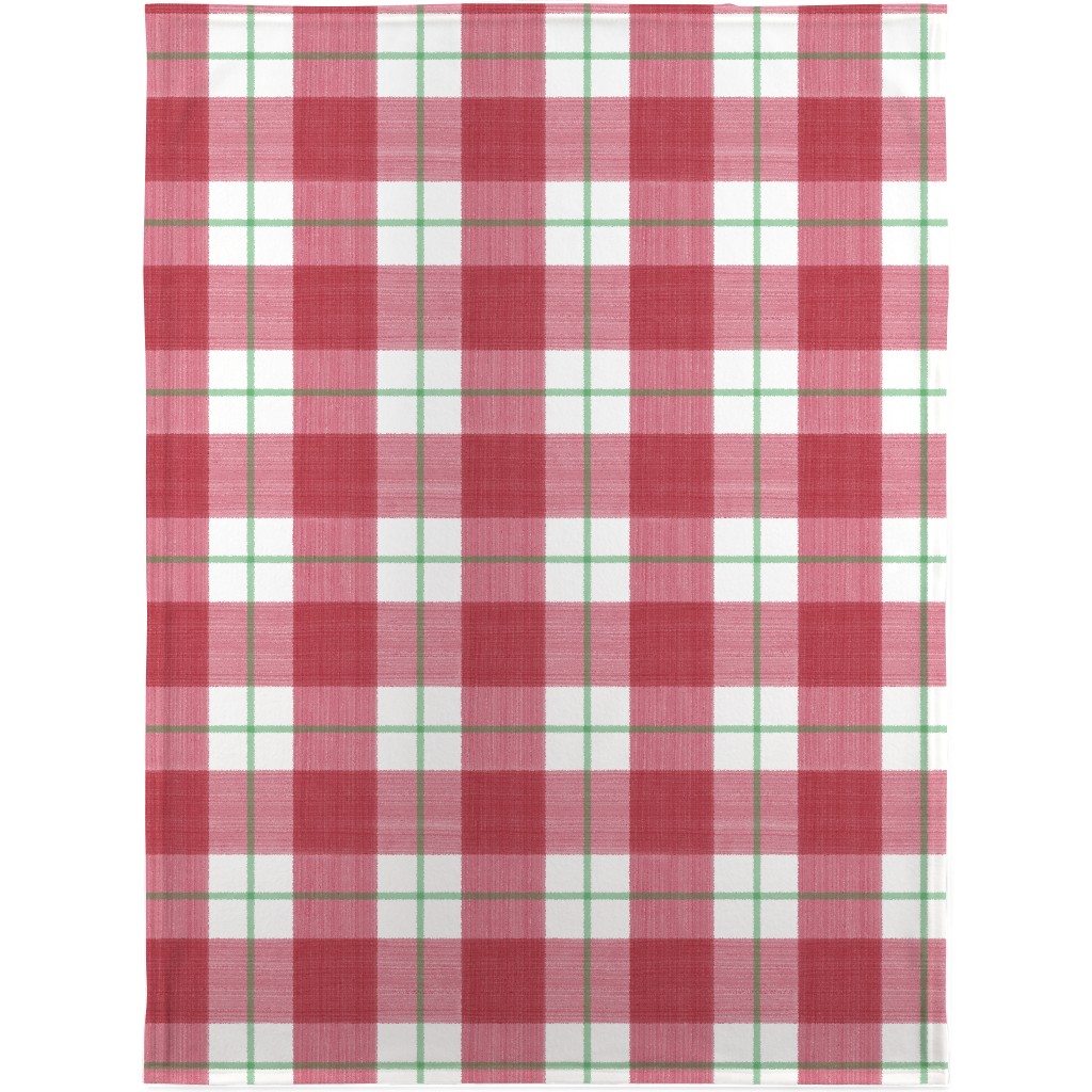 Double Plaid Blanket, Fleece, 30x40, Red, Apple