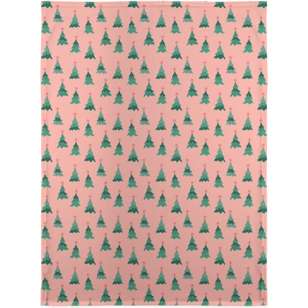 Modern Christmas Trees Blanket, Fleece, 30x40, Pink