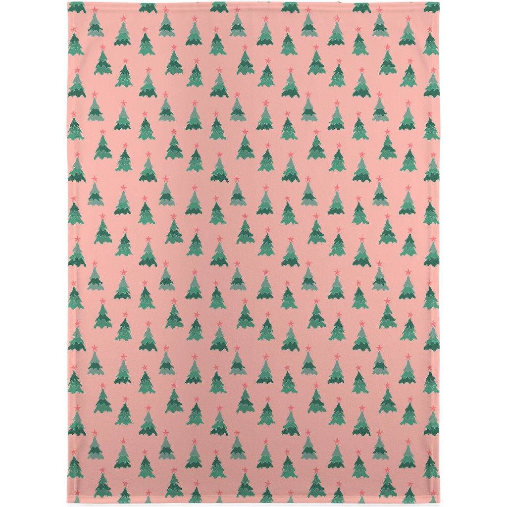 Modern Christmas Trees Blanket, Fleece, 30x40, Pink, Bright Pink