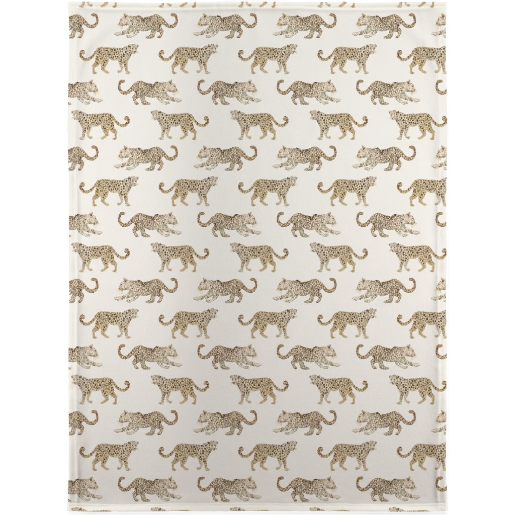 Leopard Parade Blanket, Fleece, 30x40, Beige, Antique White