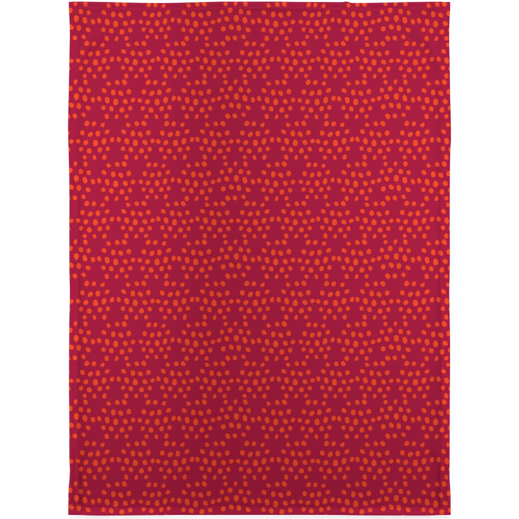Hexagon Dots - Red and Orange Blanket, Fleece, 30x40, Red, Red