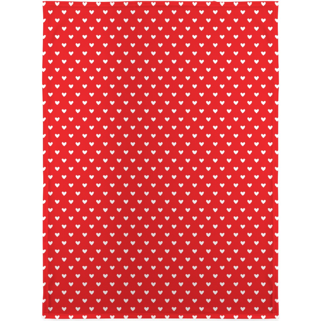 Love Hearts - Red Blanket, Fleece, 30x40, Red, Red