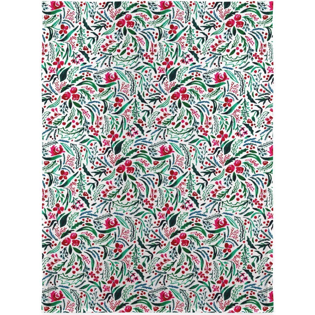 Noel Collection - Loose Floral Blanket, Fleece, 30x40, Multicolor