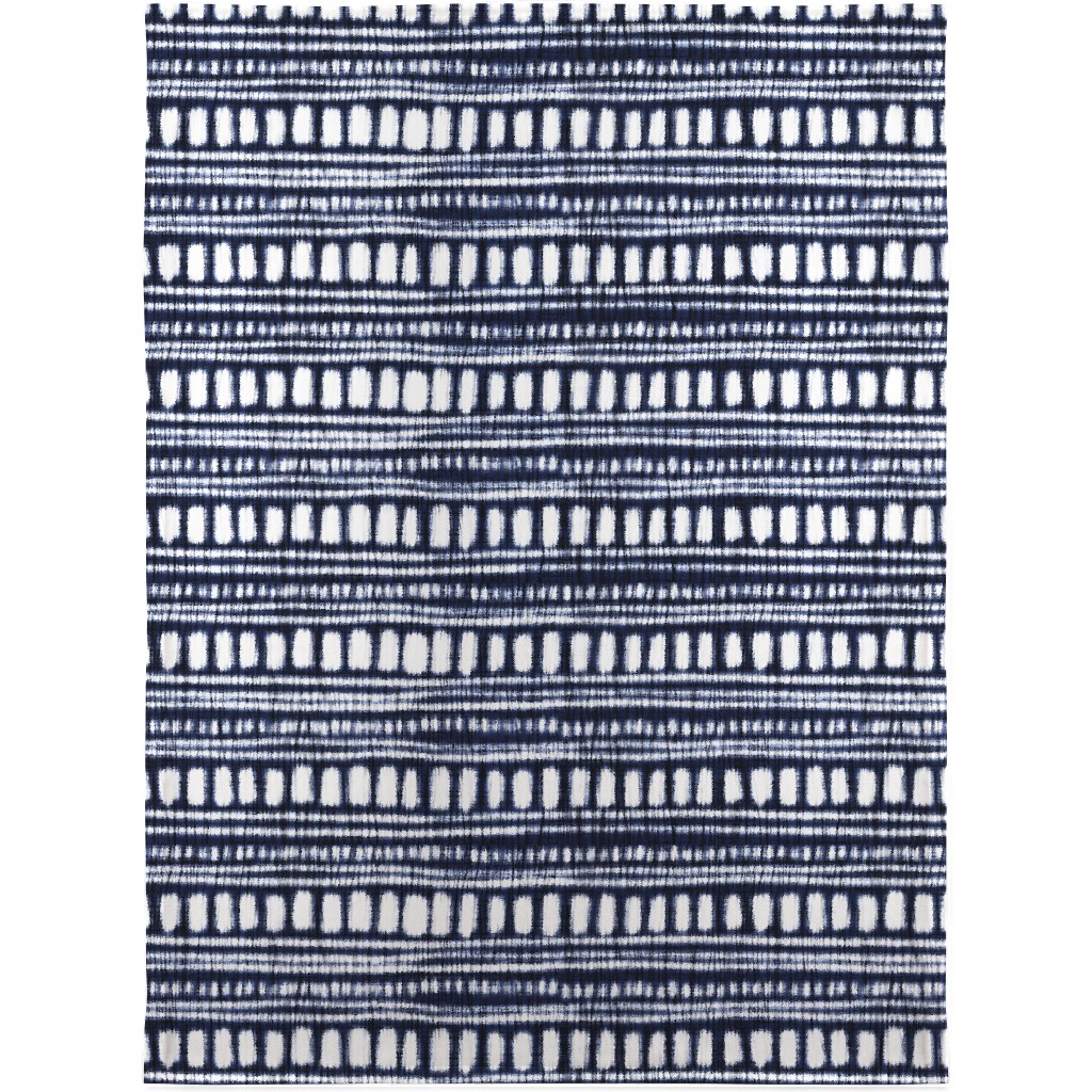 Shibori - Organic and Loose Lines and Dots Blanket, Fleece, 30x40, Blue, True Blue