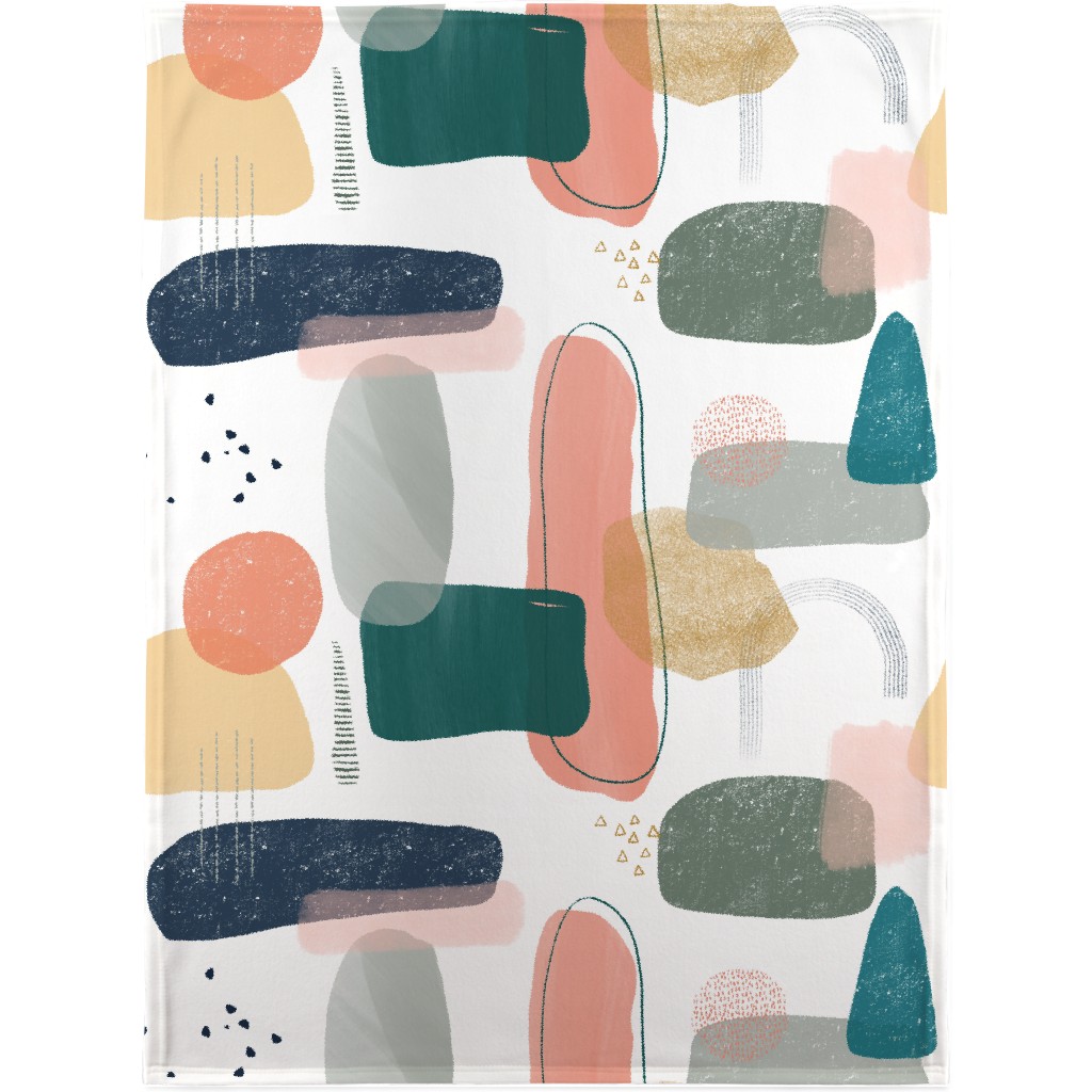 Abstract Minima - Multi on White Blanket, Fleece, 30x40, Multicolor