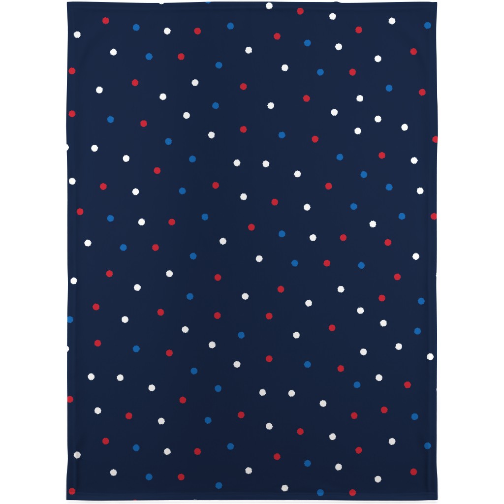 Mixed Polka Dots - Red White and Royal on Navy Blue Blanket, Fleece, 30x40, Blue, True Blue