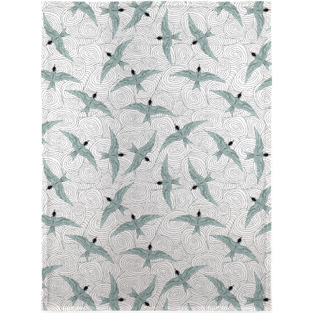 Arctic Flying Terns Blanket, Fleece, 30x40, Green, Classic Green
