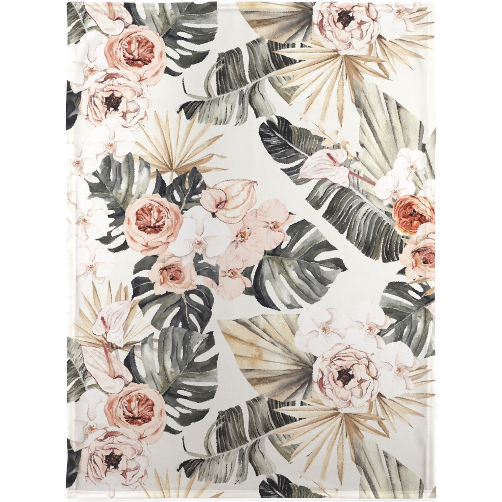 Paradise Palm, Peonies, and Tropical Plants - Multi Blanket, Fleece, 30x40, Multicolor