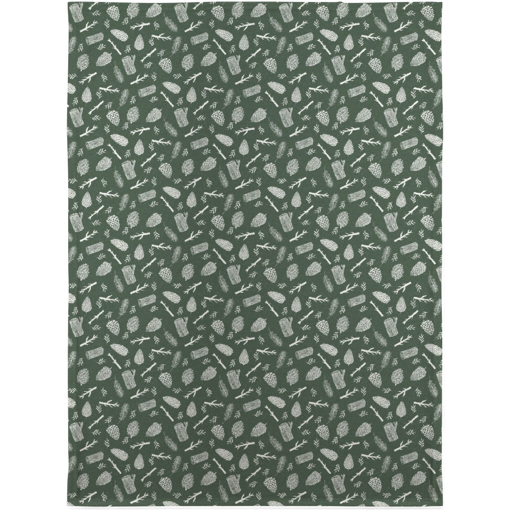 Pinecones - Hunter Green Blanket, Fleece, 30x40, Green, Classic Green