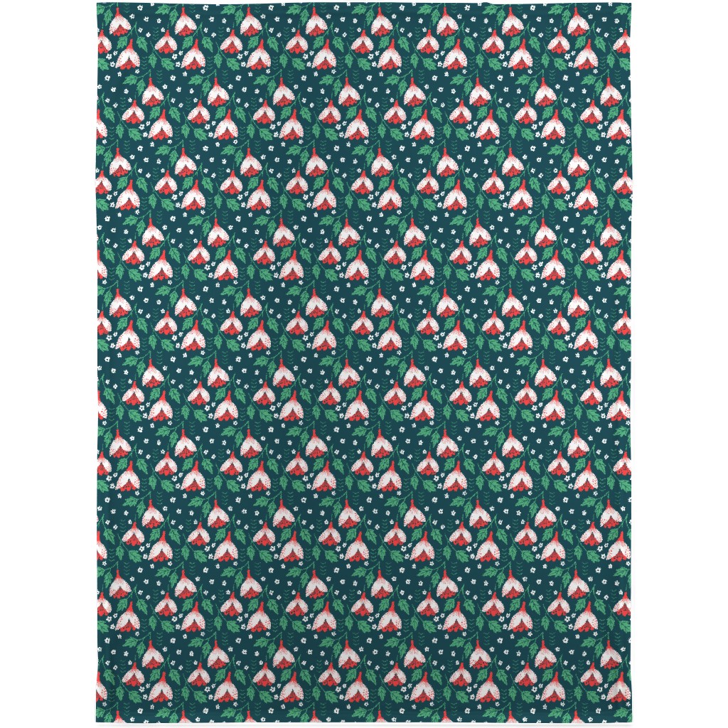 Christmas Flowers Blanket, Fleece, 30x40, Green