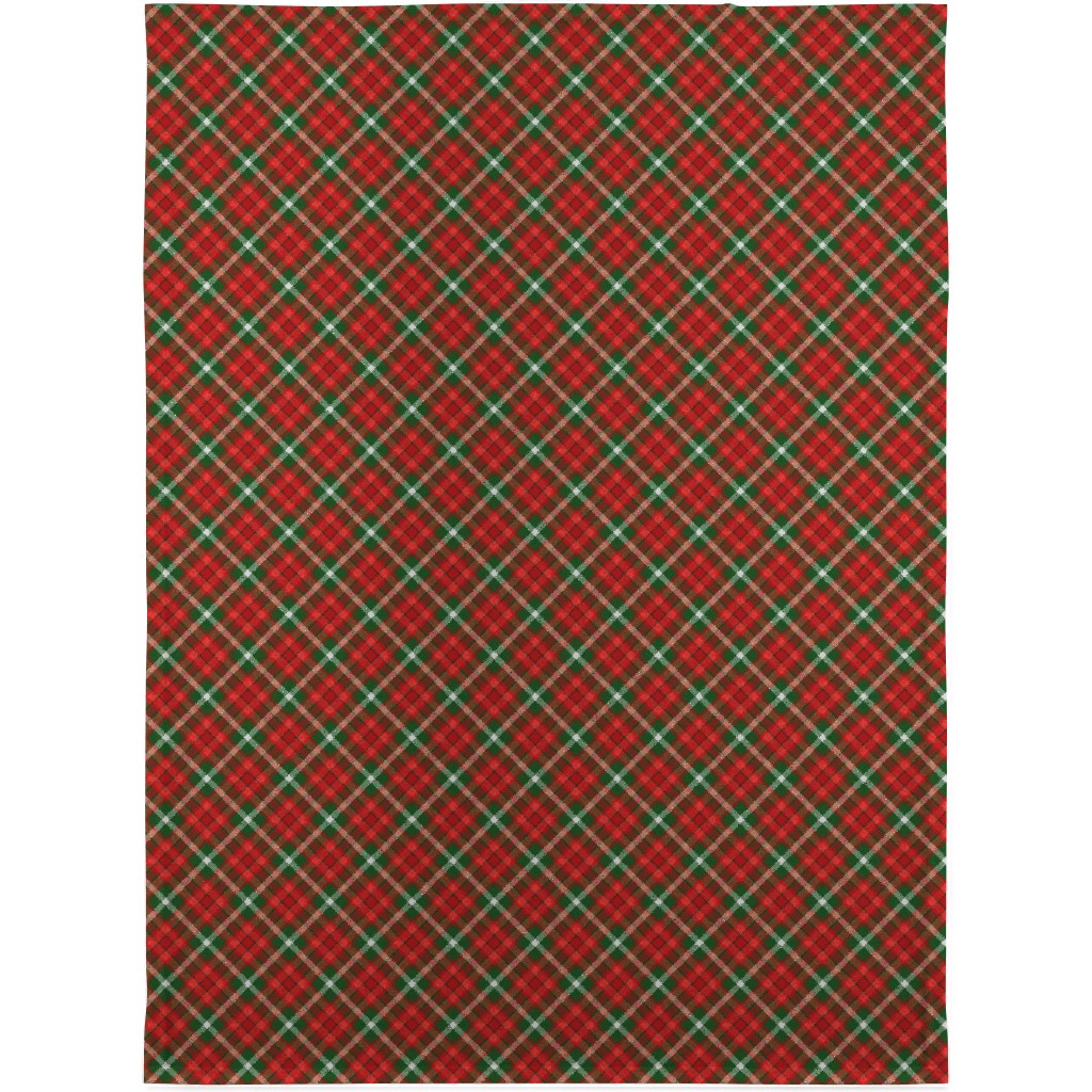 Christmas Plaid - Red and Green Blanket, Fleece, 30x40, Red