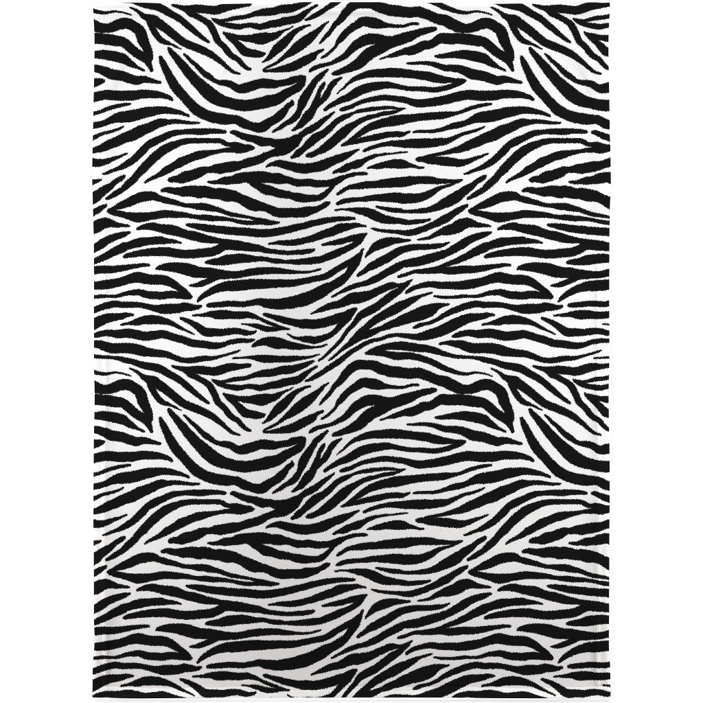 Zebra Print - Black and White Blanket, Fleece, 30x40, Black