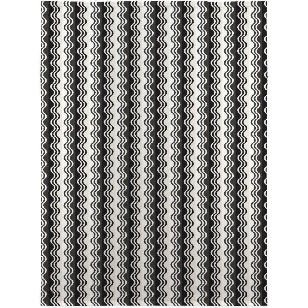 Sea Shell Waves - Grey Blanket, Fleece, 30x40, Black