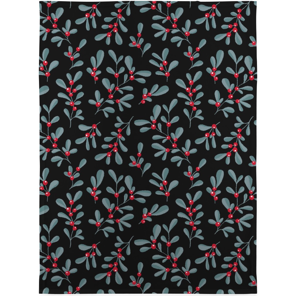 Little Mistletoe Garden Botanicals - Dark Blanket, Fleece, 30x40, Multicolor