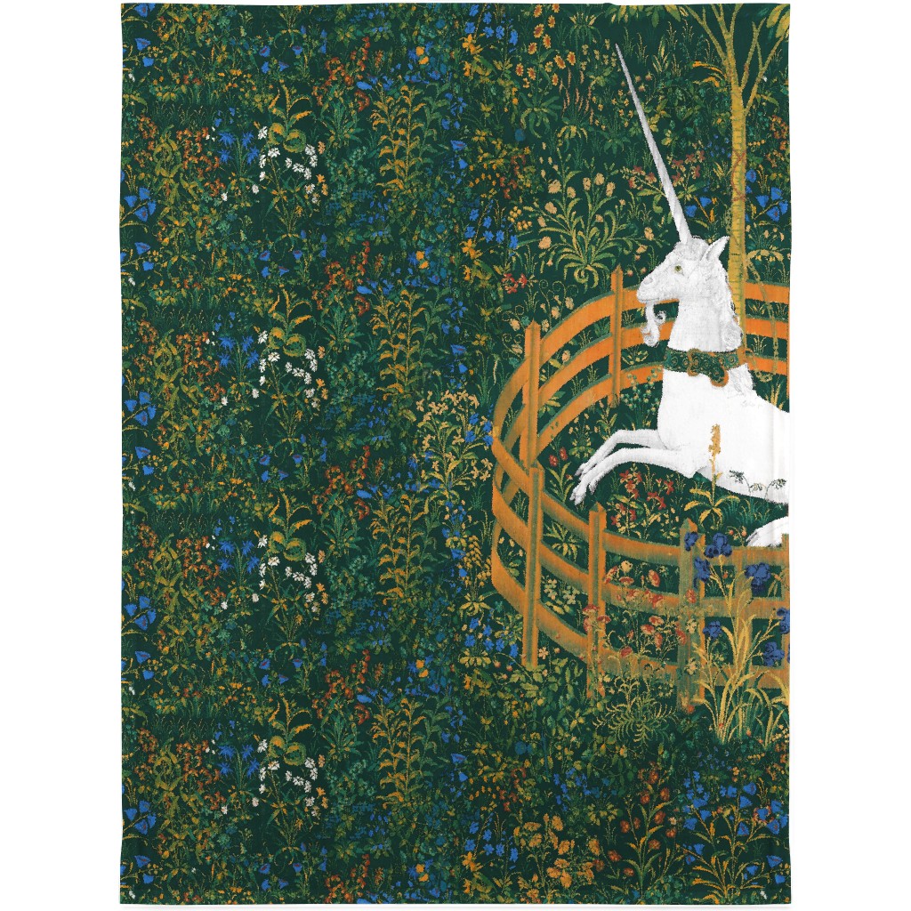 the Unicorn Is in Captivity Fleurs De Lynn Blanket, Fleece, 30x40, Green, Classic Green