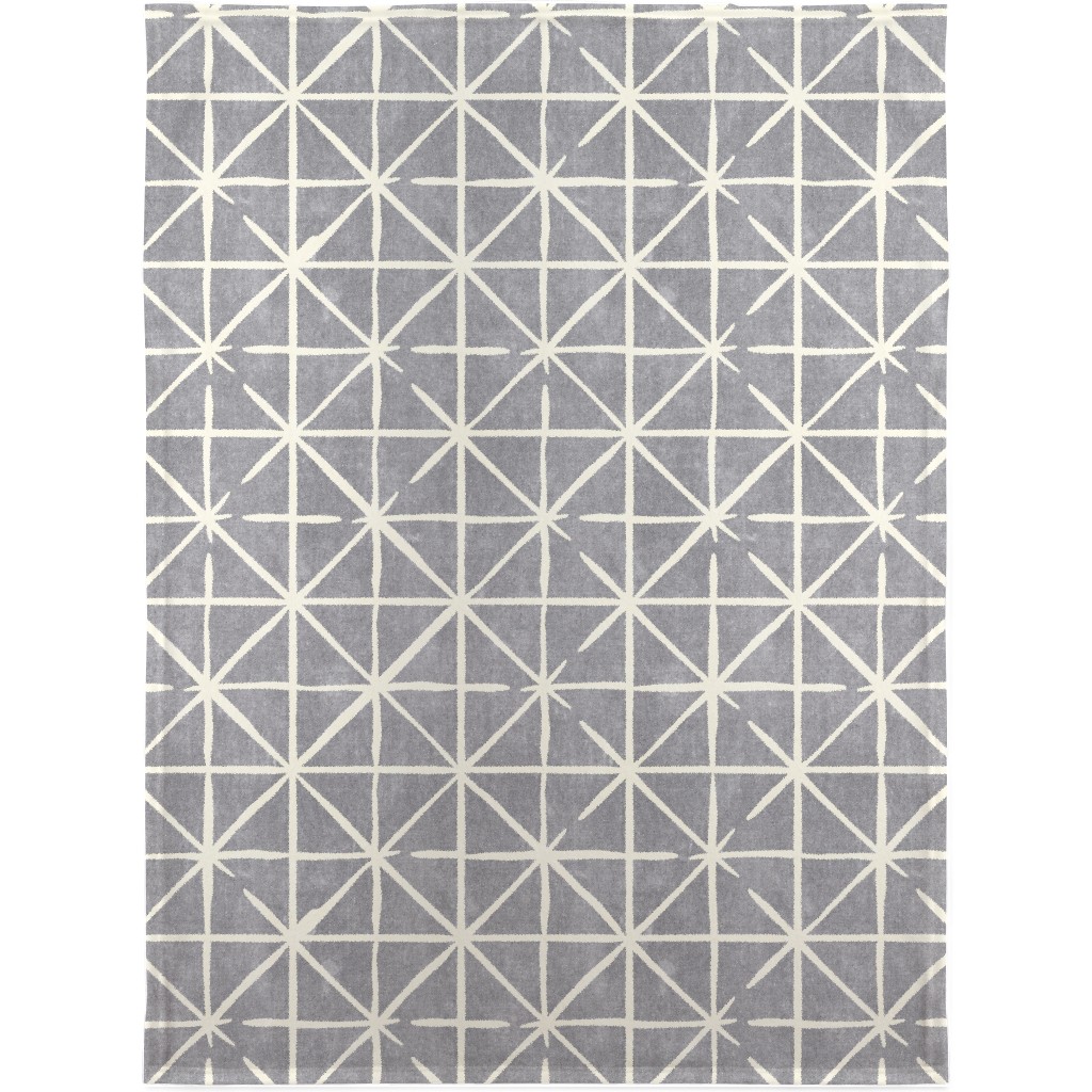 Geometric Triangles - Distressed - Grey Blanket, Fleece, 30x40, Gray, Gray