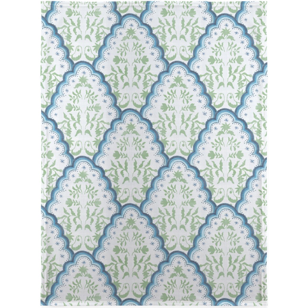 Scallop Paisley - Blue and Green Blanket, Fleece, 30x40, Green, Classic Green