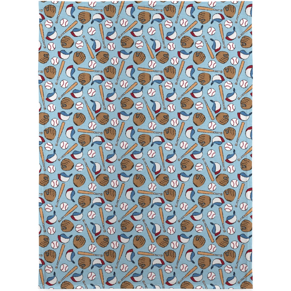 Baseball Bats Mits and Balls Blanket, Fleece, 30x40, Blue, Coast