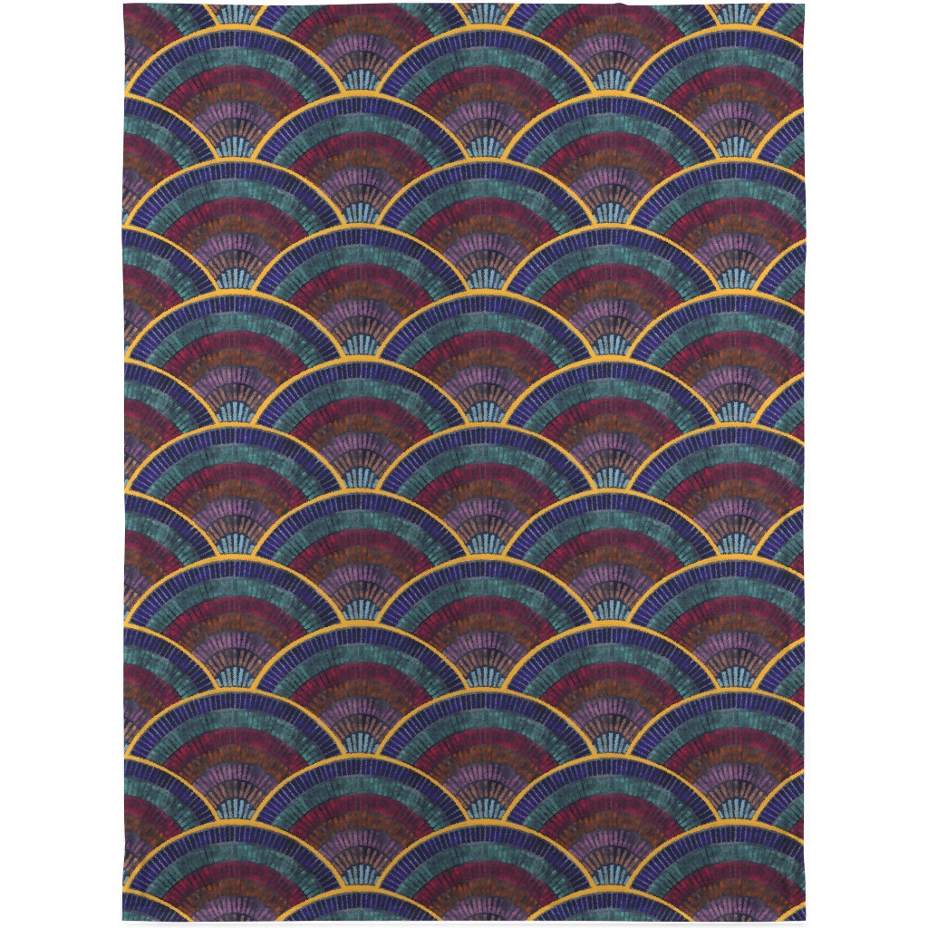 Moody Art Deco Tile - Dark Blanket, Fleece, 30x40, Multicolor