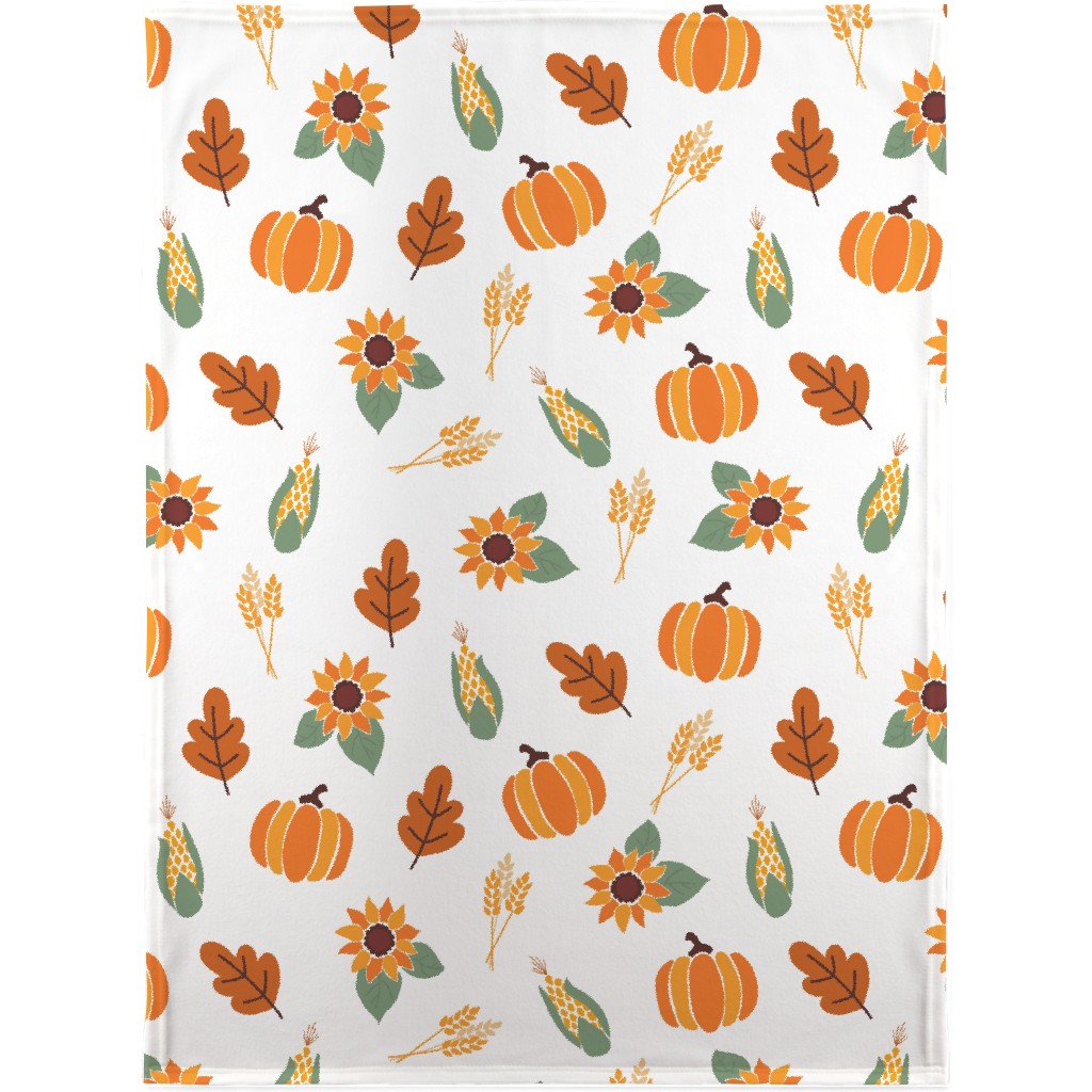 Sunflowers Pumpkins and Corn Cobs Blanket, Fleece, 30x40, Multicolor