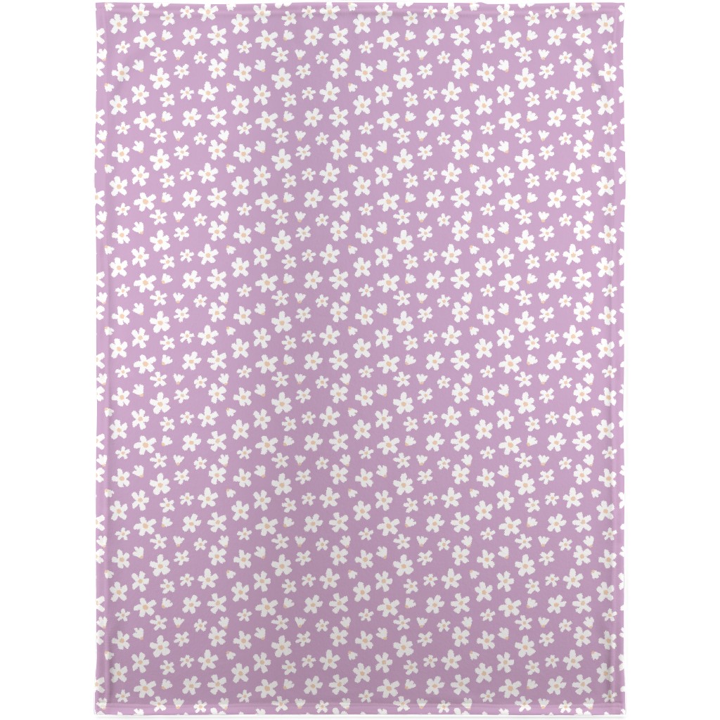 Daisy Garden Floral - Purple Blanket, Plush Fleece, 30x40, Purple
