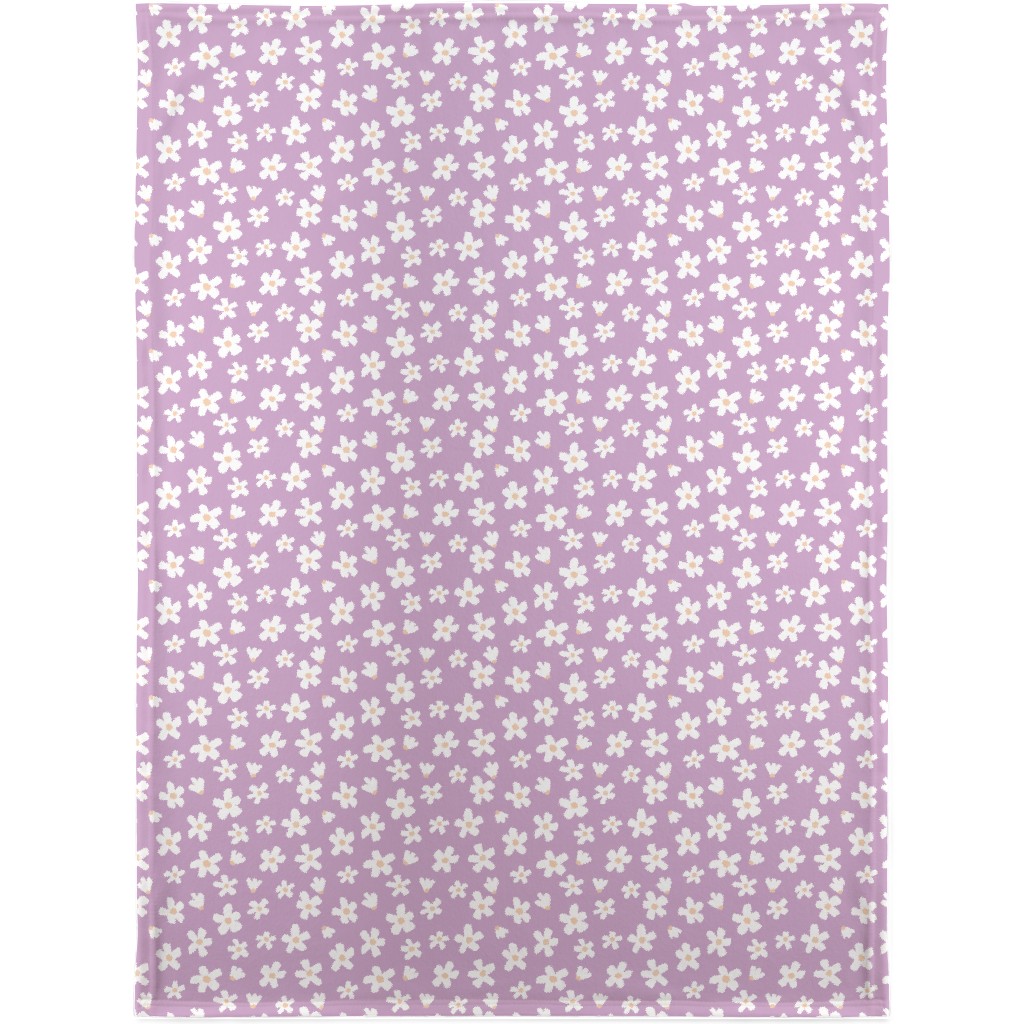 Daisy Garden Floral - Purple Blanket, Plush Fleece, 30x40, Purple, Purple