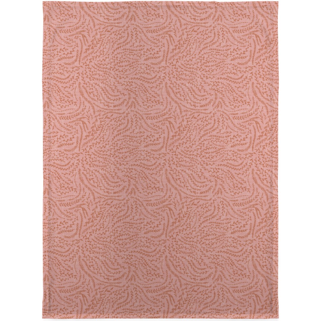 Notion - Fine Floral - Pink and Rust Blanket, Plush Fleece, 30x40, Pink, Bright Pink