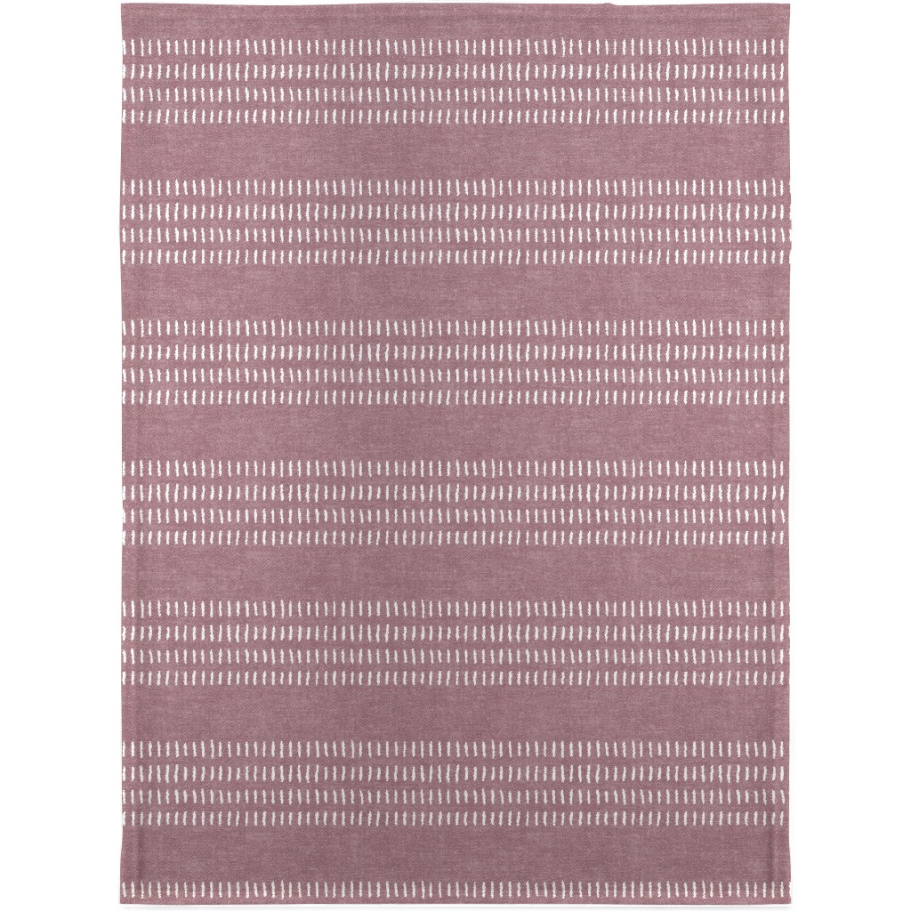 Farmhouse Stitch Stripes on Mauve Blanket, Plush Fleece, 30x40, Purple