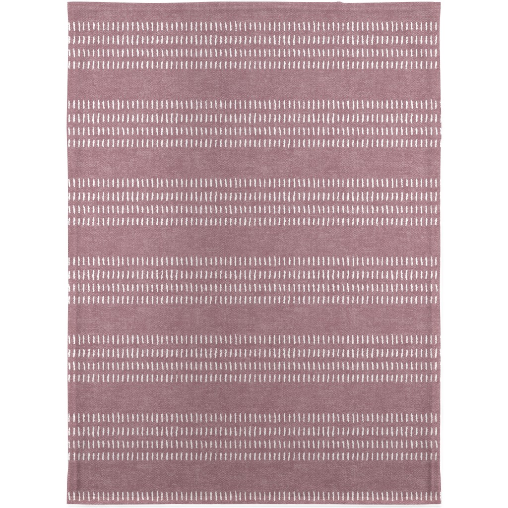 Farmhouse Stitch Stripes on Mauve Blanket, Plush Fleece, 30x40, Purple, Purple