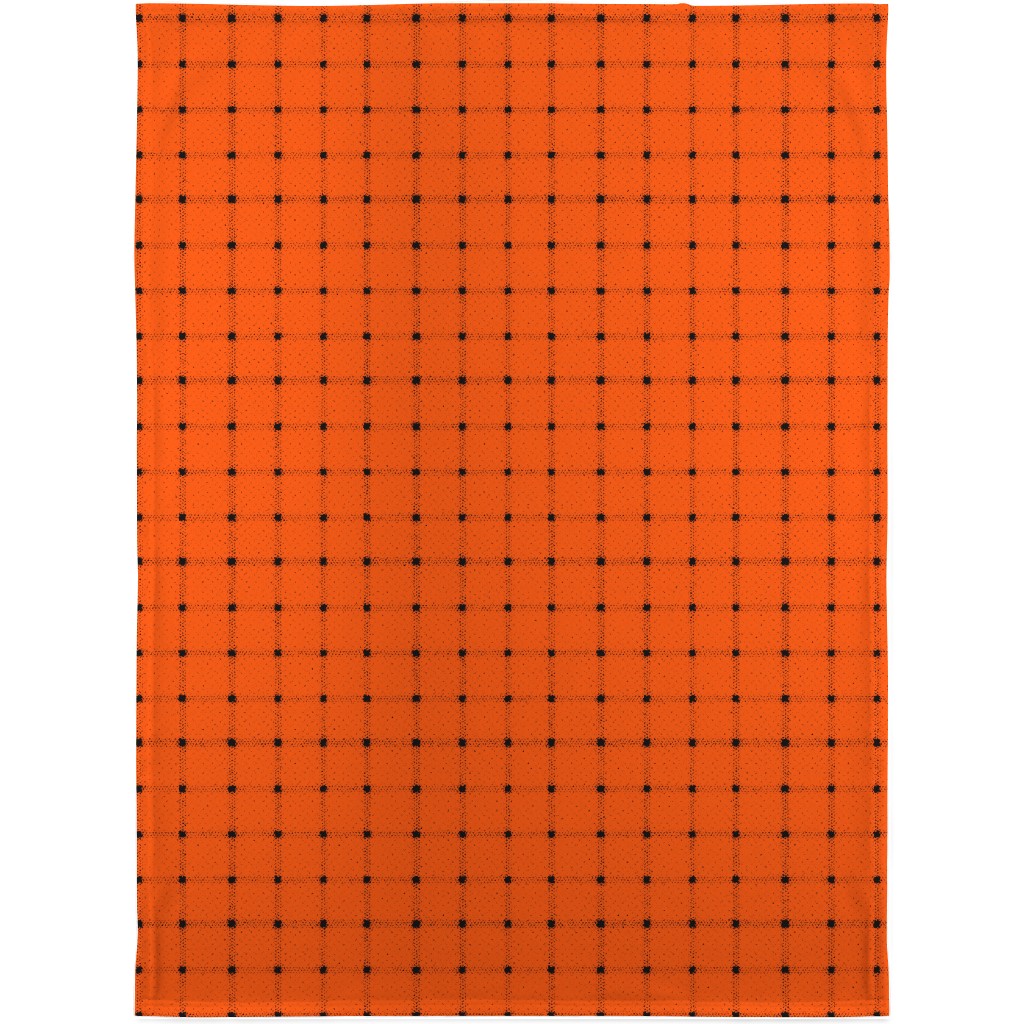 Gridded Plaid Blanket, Plush Fleece, 30x40, Orange, Persimmon