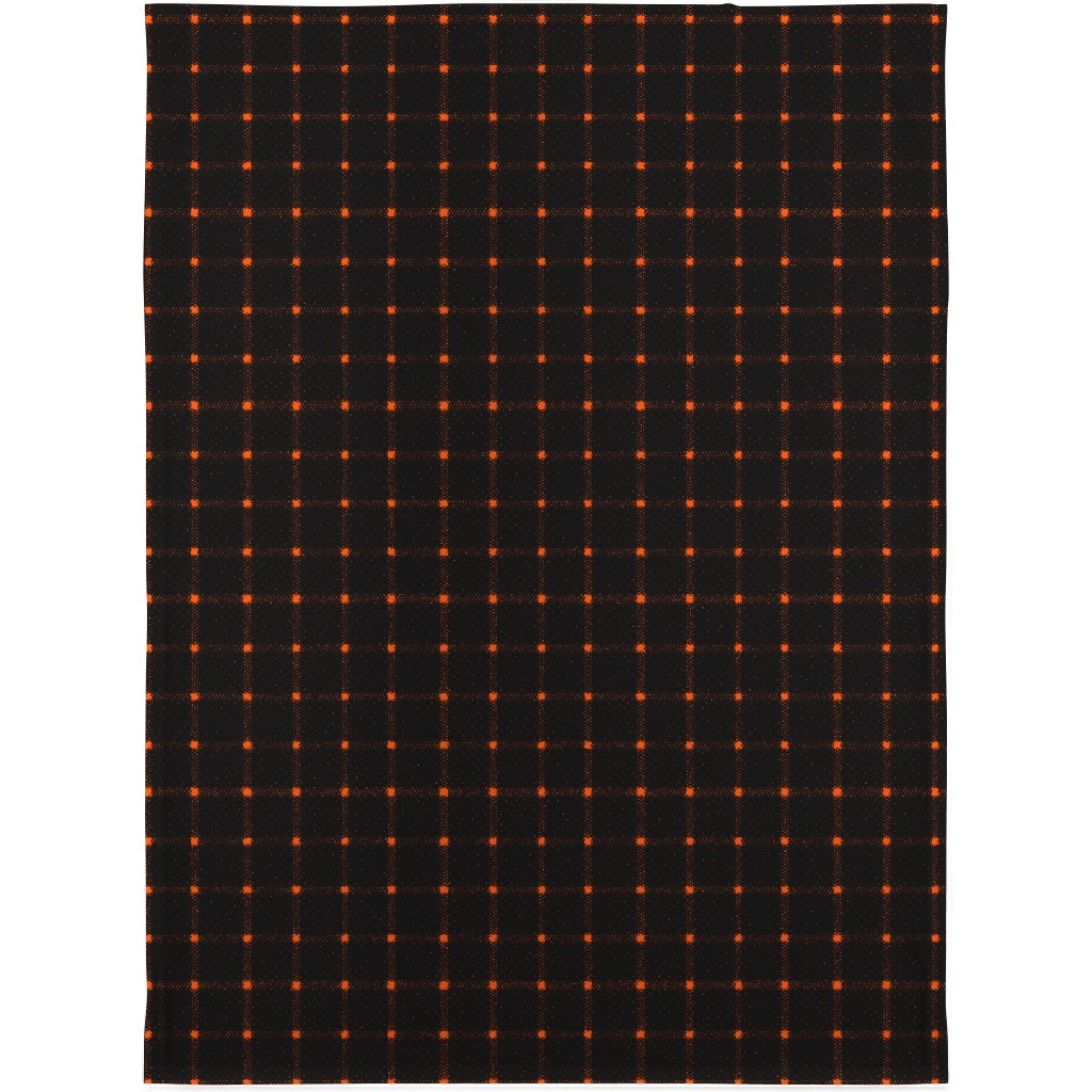 Gridded Plaid Blanket, Plush Fleece, 30x40, Black, Black