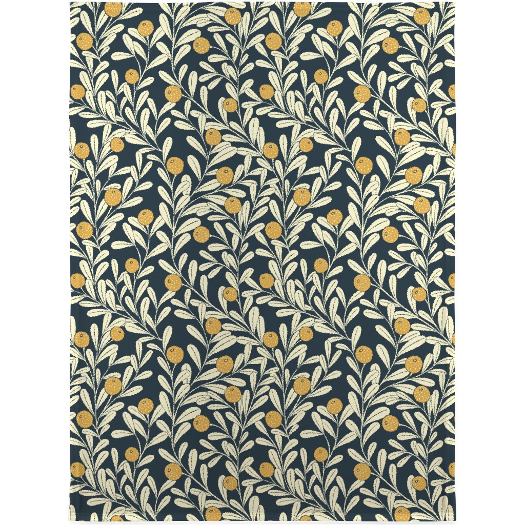 Waved Vines and Fruit - Dark Blanket, Plush Fleece, 30x40, Multicolor
