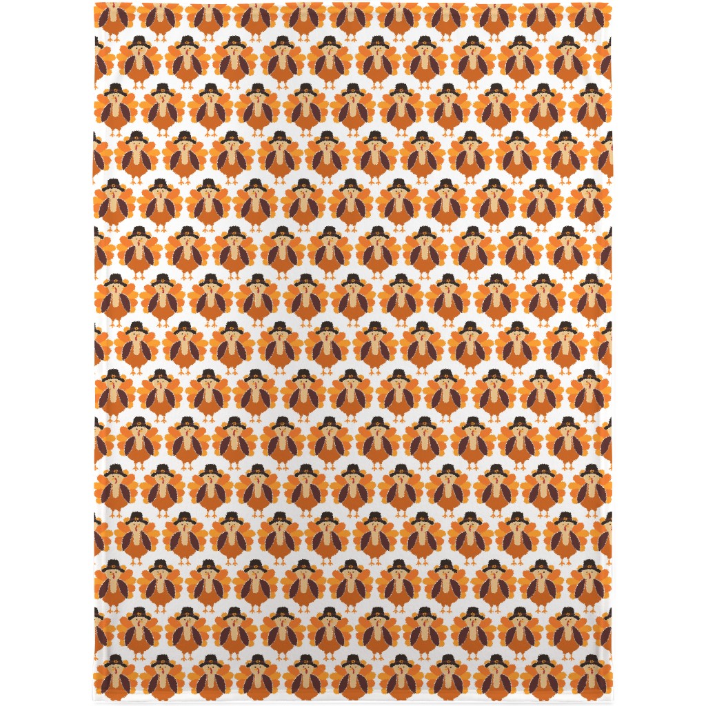 Turkey - White Blanket, Plush Fleece, 30x40, Orange