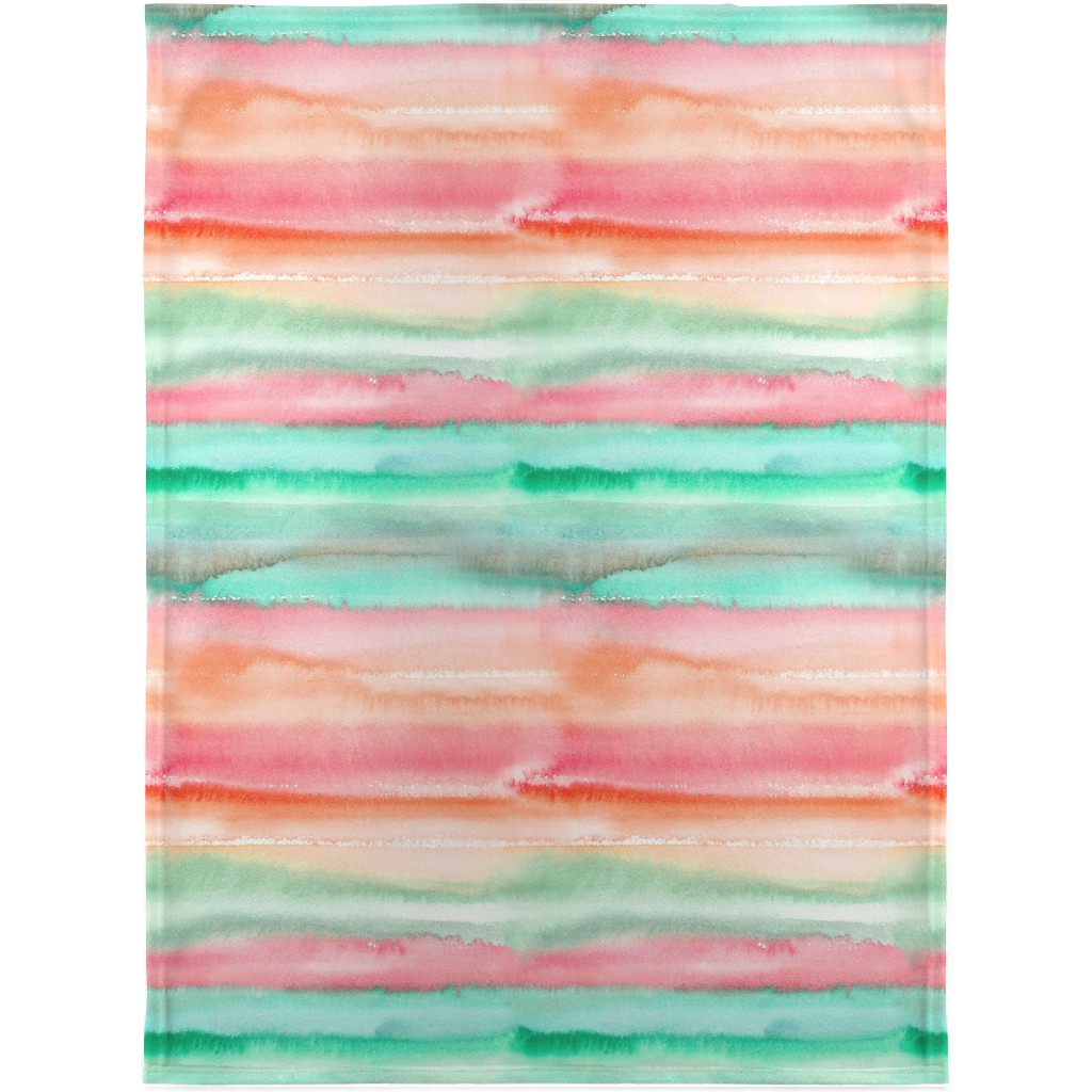 Ombre Watercolor Sunset - Green & Pink Blanket, Plush Fleece, 30x40, Multicolor