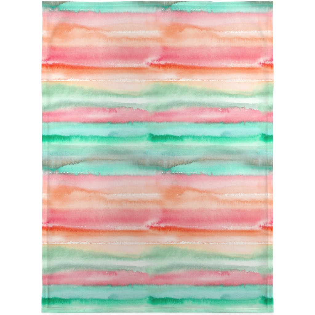 Ombre Watercolor Sunset - Green & Pink Blanket, Plush Fleece, 30x40, Multicolor