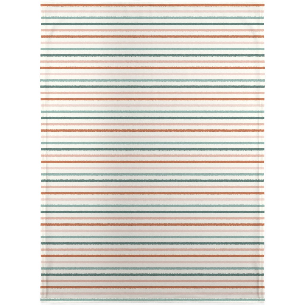 Skinny Stripes - Terracotta & Blue Sunset Blanket, Plush Fleece, 30x40, Multicolor