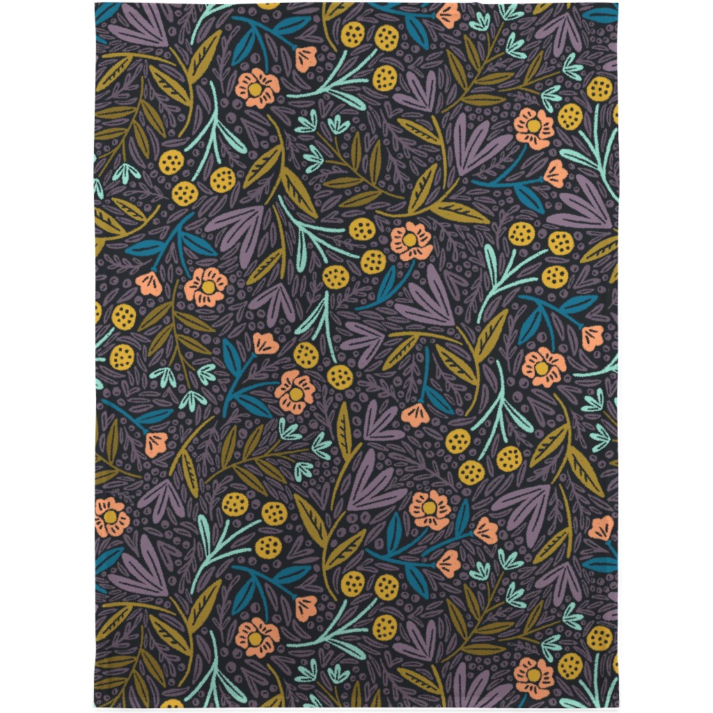 Lorelei Floral - Purple Blanket, Plush Fleece, 30x40, Purple