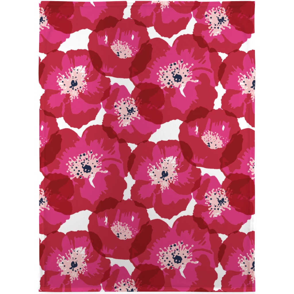 Really Big Poppies - Red Blanket, Plush Fleece, 30x40, Pink, Bright Pink
