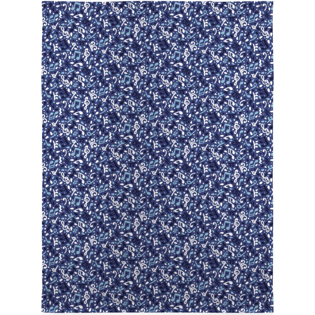 Music Notes and the Blues Blanket, Plush Fleece, 30x40, Blue, True Blue