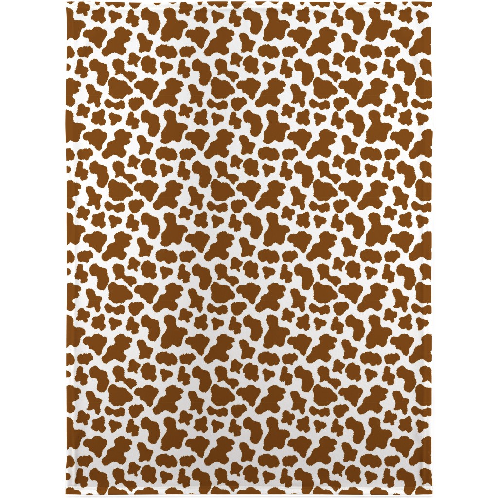 Cow Print Blanket, Plush Fleece, 30x40, Brown