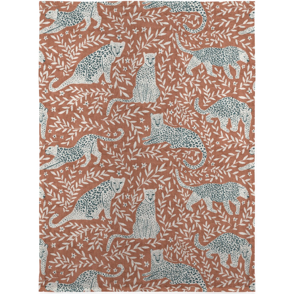 Jungle Cat - Redwood Blanket, Plush Fleece, 30x40, Brown, Brown