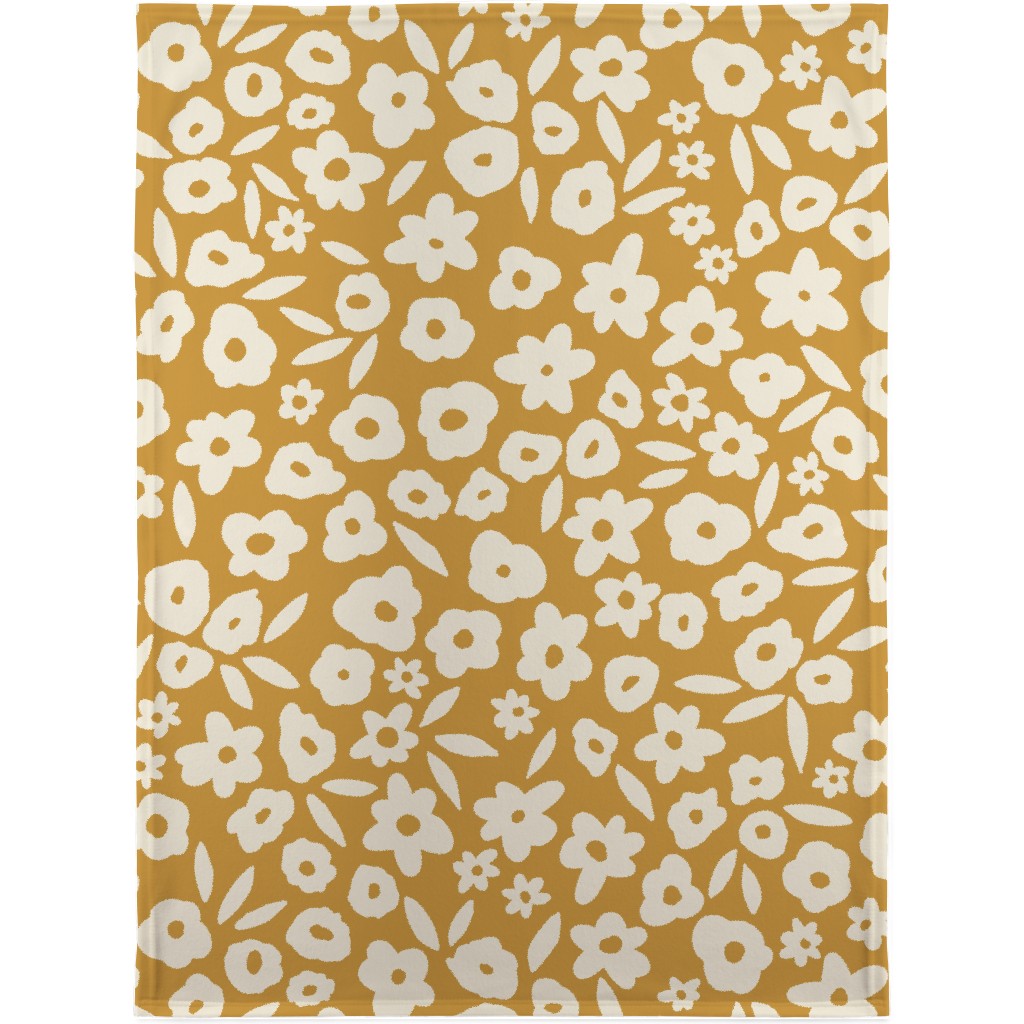 Flower Field - Mustard Blanket, Plush Fleece, 30x40, Yellow, Classic Yellow