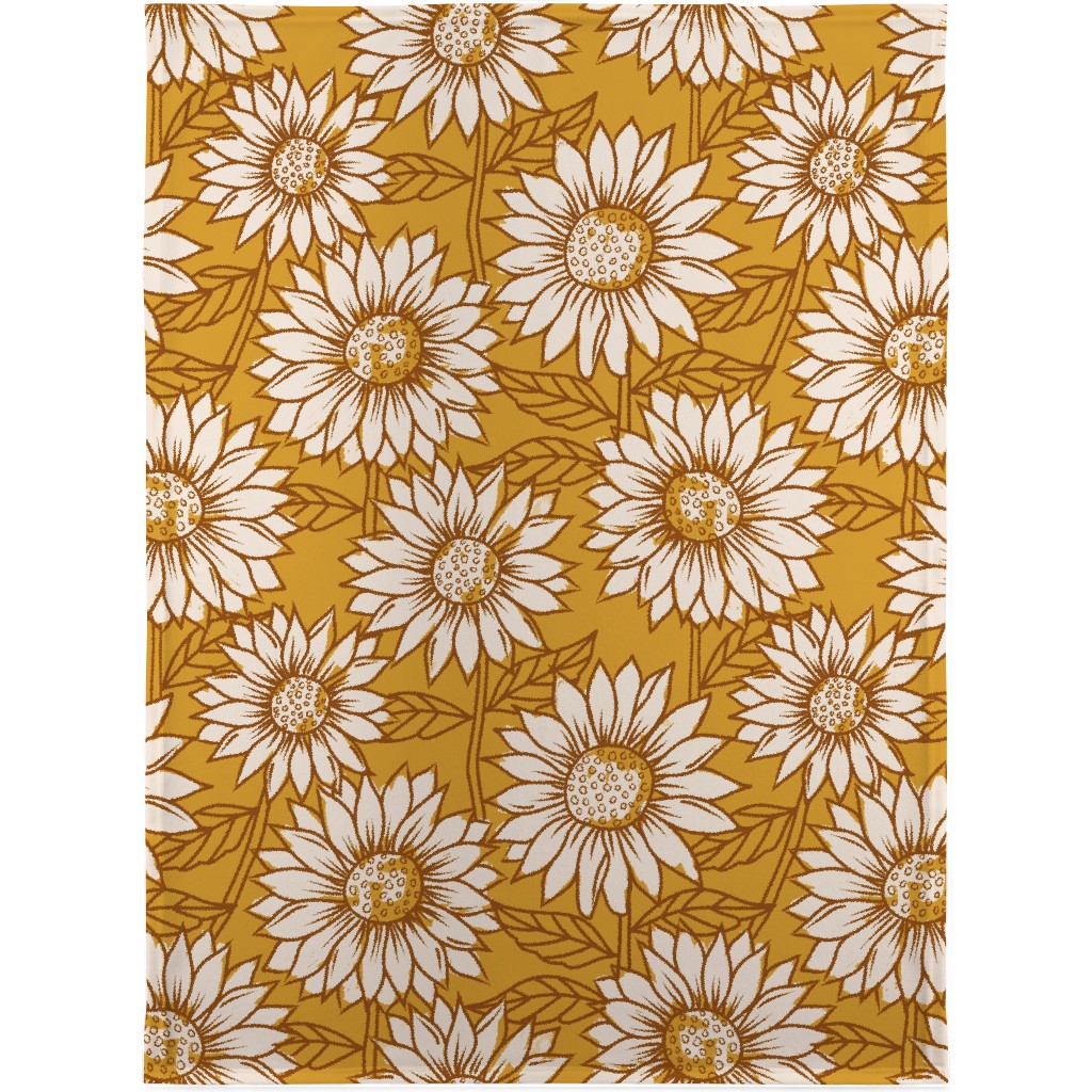 Golden Sunflowers - Yellow Blanket, Plush Fleece, 30x40, Yellow, Classic Yellow