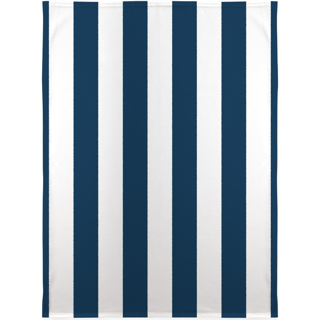 Cabana Stripe - Navy and White Blanket, Plush Fleece, 30x40, Blue, True Blue
